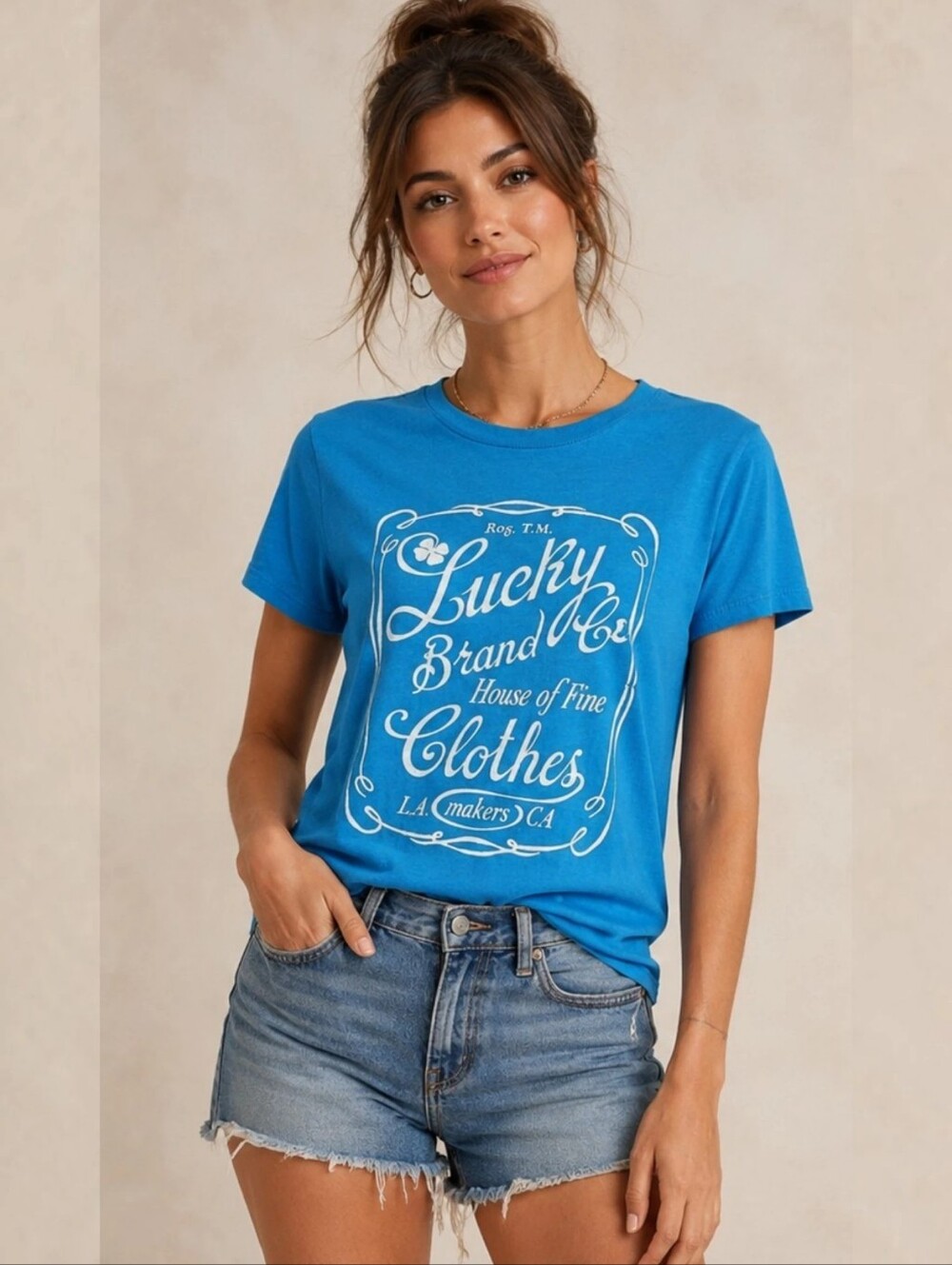 Lucky Brand House of Fine Clothes L.A. Graphic Tee Bluebird XL